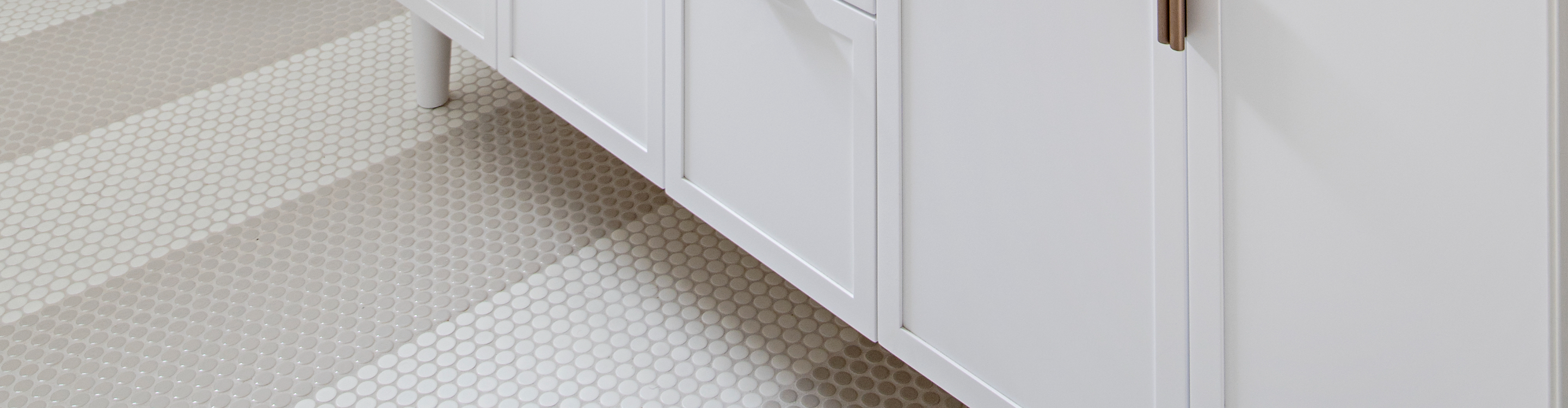 White Tile Flooring in Bathroom